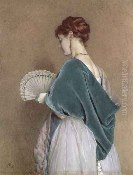 Woman with a Fan, 1871 Oil Painting by James Dawson Watson