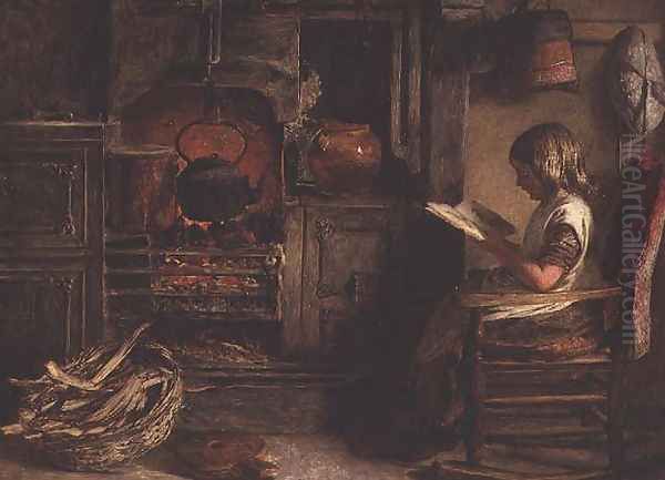 The Cottage Fireside Oil Painting by James Dawson Watson