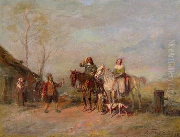 Ankunft Bei Der Schenke Oil Painting by Alfred Friedlander