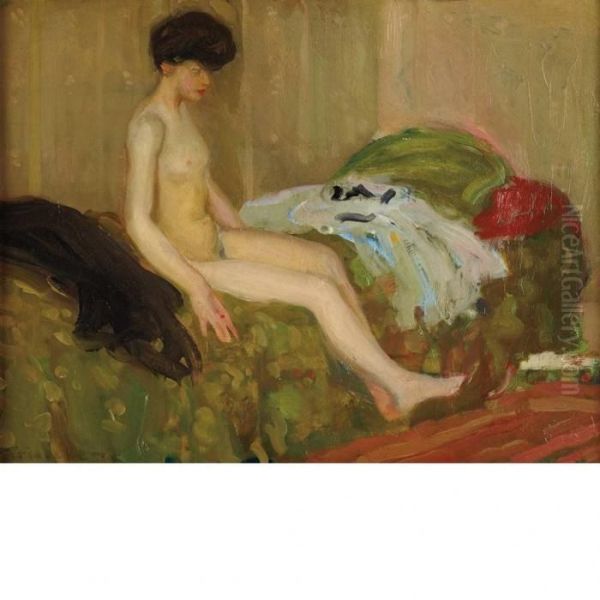 Seated Nude Oil Painting by Frederick Carl Frieseke