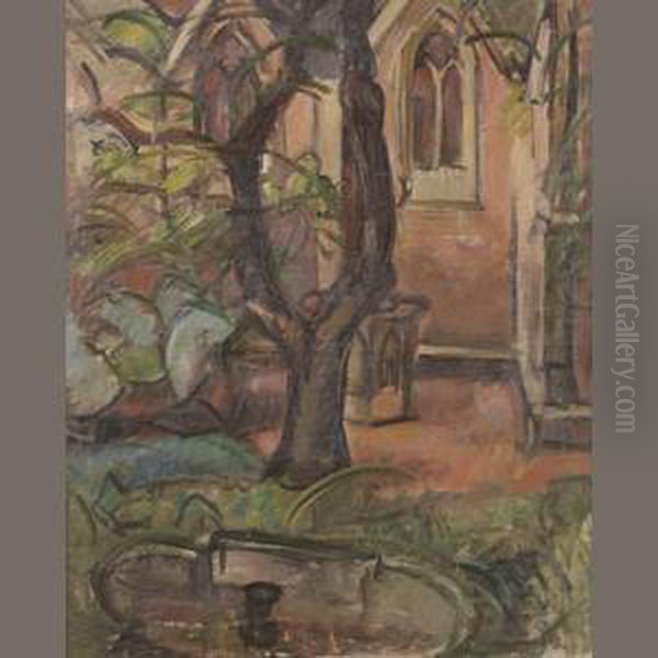 Courtyard With Church Oil Painting by Emile-Othon Friesz