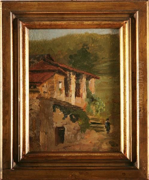 Cascina Con Figura Oil Painting by Donato Frisia