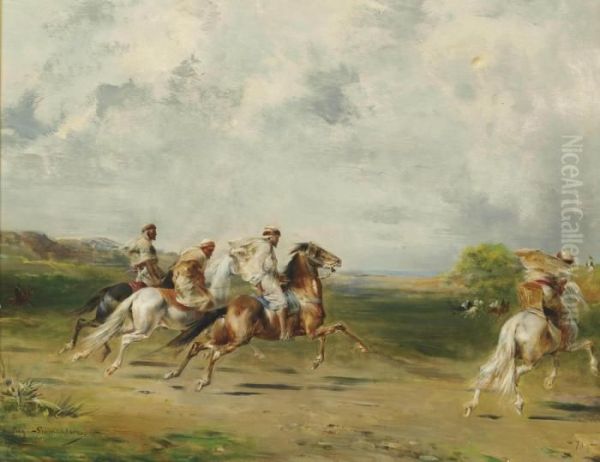 Arab Horsemen Oil Painting by Eugene Fromentin