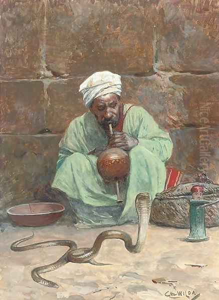 The snake charmer Oil Painting by Charles Wilda