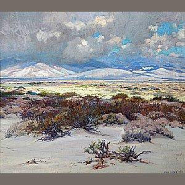 Blooming Desert With Billowing Clouds Oil Painting by John Frost