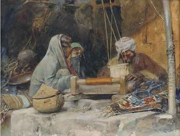 The carpet weaver Oil Painting by Charles Wilda