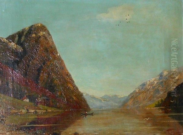 Fjord Oil Painting by Therese Fuchs