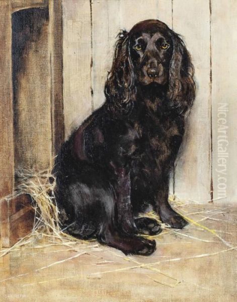 A Well Behaved Spaniel Oil Painting by Samuel Fulton