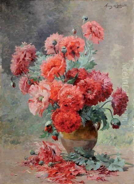 Nature Morte Au Bouquet De Pivoines Oil Painting by Albert Tibule Furcy De Lavault