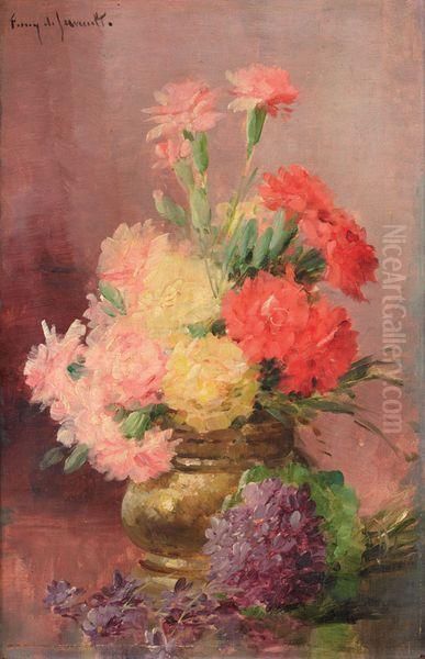 Bouquet De Fleurs Oil Painting by Albert Tibule Furcy De Lavault