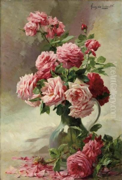 Vase De Roses Oil Painting by Albert Tibule Furcy De Lavault