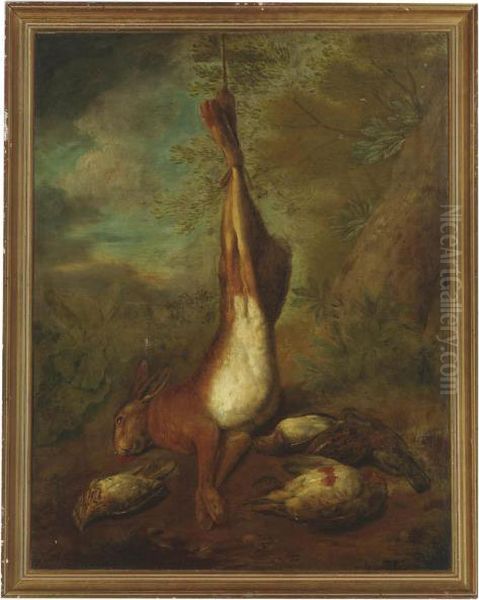 A Dead Hare With Partridge In A Landscape Oil Painting by Jan Fyt