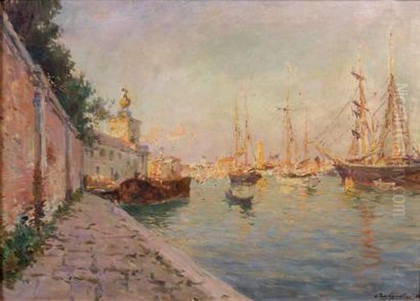 Vue De Venise Oil Painting by Julien Gustave Gagliardini