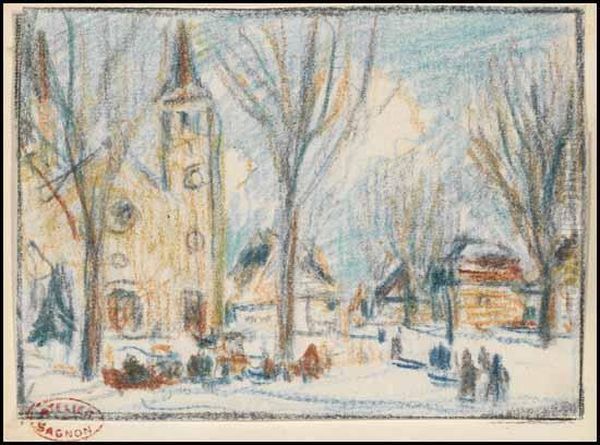 Apr s La Messe Oil Painting by Clarence Alphonse Gagnon