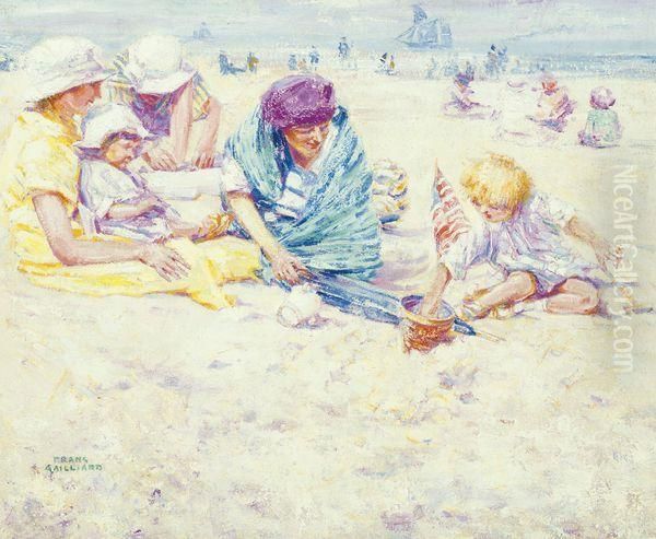 Plage Oil Painting by Franz Bernard Gailliard