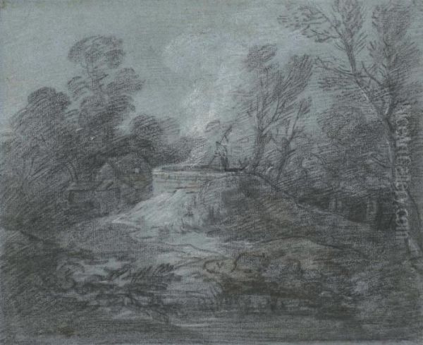 Wooded Landscape With A Figure Oil Painting by Thomas Gainsborough