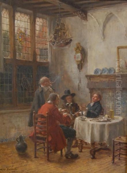 Gentleman Conversing Oil Painting by Max Gaisser