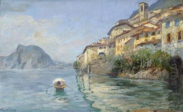 Gandria Am Lago Di Lugano Oil Painting by Gioachimo Galbusera