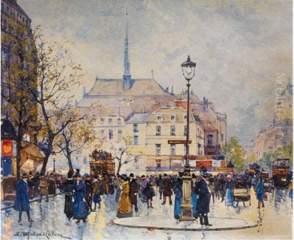 Pariser Strassenszene Oil Painting by Eugene Galien-Laloue