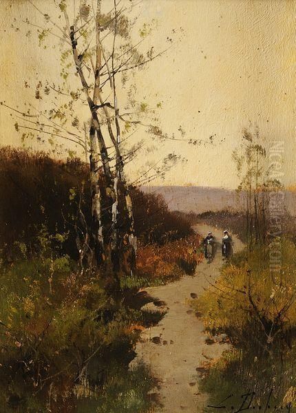 Chemin De Campagne Anime Oil Painting by Eugene Galien-Laloue