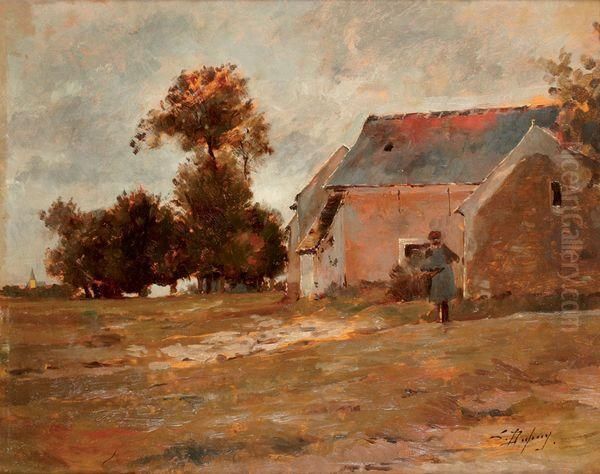 Corps De Ferme En Rase-campagne Oil Painting by Eugene Galien-Laloue