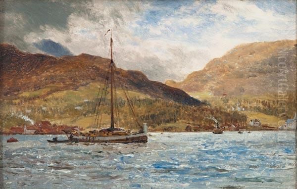 Barca A Bergen, Norvegia Oil Painting by Robert Gallon