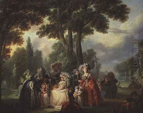 A Meeting in the Park Oil Painting by Francois Louis Joseph Watteau