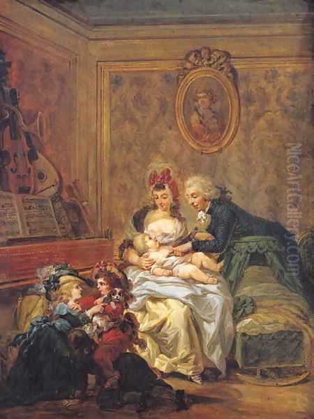 The Satisfaction of Marriage or, The Happy Family Oil Painting by Francois Louis Joseph Watteau