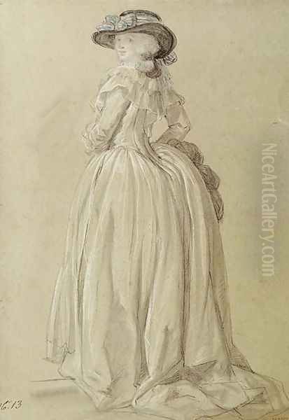 Standing Young Woman Oil Painting by Francois Louis Joseph Watteau