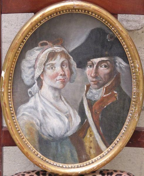 Portrait D'un Couple De Revolutionnaires Oil Painting by Jacques Gamelin