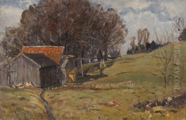 Herbstlandschaft Am Waldrand Oil Painting by Otto Gampert