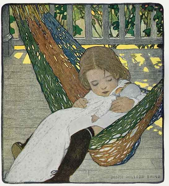 Rocking Baby Doll to Sleep, 1902 Oil Painting by Jessie Wilcox-Smith