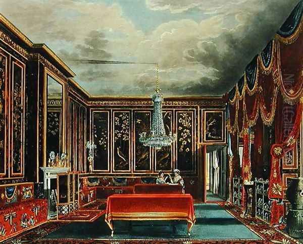 The Japan Room at Frogmore, engraved by R. Reeve, from The History of the Royal Residences of Windsor Castle, St. James Palace, Carlton House, Kensington Palace, Hampton Court and Frogmore, published by A. Dry, 1819 Oil Painting by Charles Wild