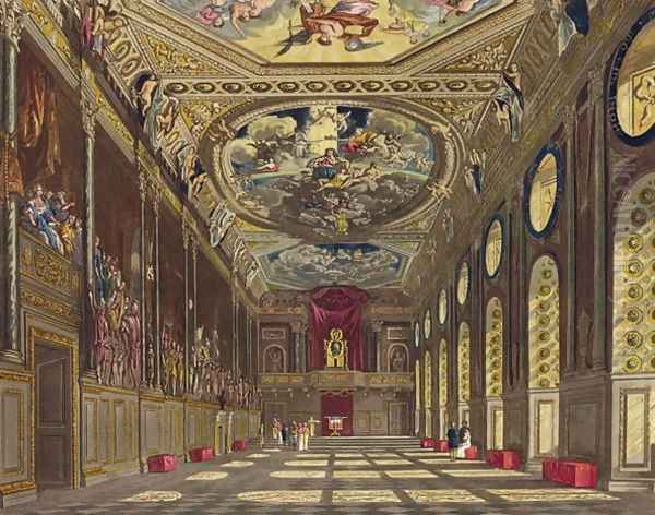 St. Georges Hall, Windsor Castle, from Royal Residences, engraved by W. J. Bennett , pub. by William Henry Pyne (1769-1843), 1816 Oil Painting by Charles Wild