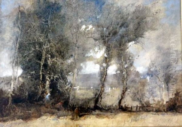 A Grey Day Monotype Oil Painting by Thomas Balfour Garrett