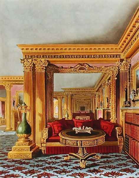 The Alcove in the Golden Drawing Room, Carlton House, from The History of the Royal Residences, engraved by William James Bennett (1787-1844), by William Henry Pyne (1769-1843), 1819 Oil Painting by Charles Wild