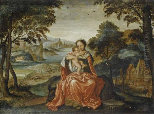 Rest On The Flight Into Egypt Oil Painting by Lucas van Valckenborch