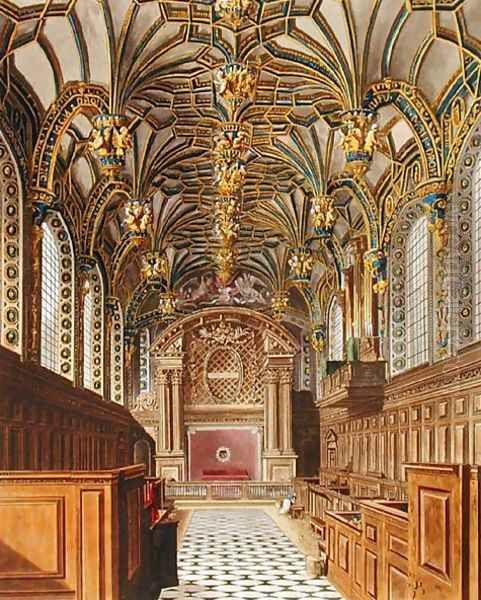 The Chapel, Hampton Court, from 'The History of the Royal Residences', engraved by Richard Reeve (b.1780), by William Henry Pyne (1769-1843), 1819 Oil Painting by Charles Wild