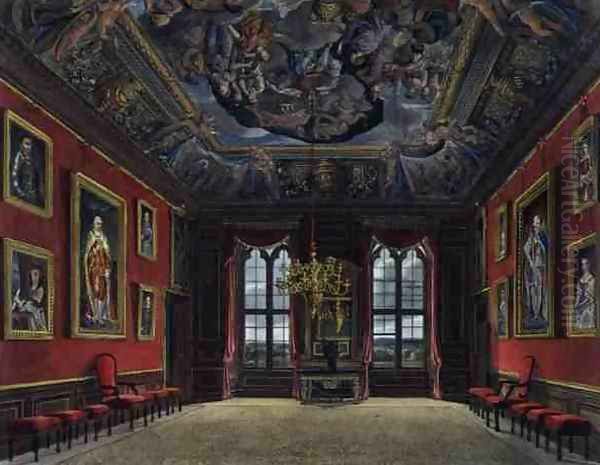 The Kings Old State Bed Chamber, Windsor Castle, from 'Royal Residences', engraved by Thomas Sutherland (b.1785), pub. by William Henry Pyne (1769-1843), 1816 Oil Painting by Charles Wild