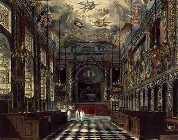 The Royal Chapel, Windsor Castle, from Royal Residences, engraved by Thomas Sutherland (b.1785), pub. by William Henry Pyne (1769-1843), 1819 Oil Painting by Charles Wild