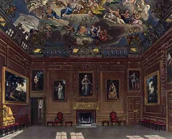 The Queens Audience Chamber, Windsor Castle, from 'Royal Residences', engraved by W. J. Bennett, pub. by William Henry Pyne (1769-1843), 1818 Oil Painting by Charles Wild