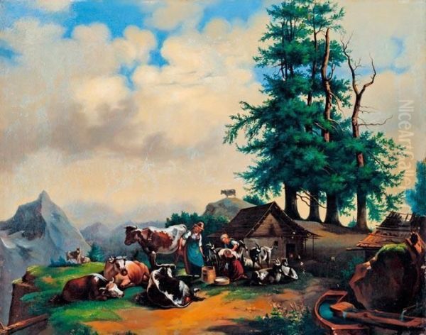 Piheno Joszagok Oil Painting by Friedrich Gauermann