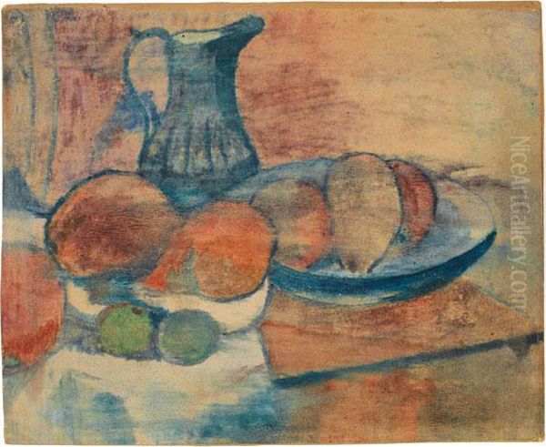 Nature Morte - Cruche Et Fruits Oil Painting by Paul Gauguin