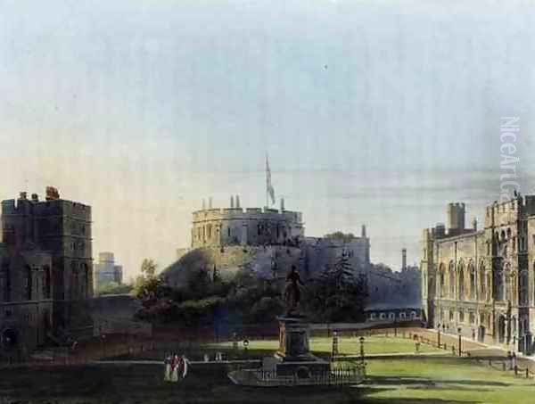 The Upper Ward, Windsor Castle, from Royal Residences, engraved by Thomas Sutherland (b.1785), pub. by William Henry Pyne (1769-1843), 1819 Oil Painting by Charles Wild