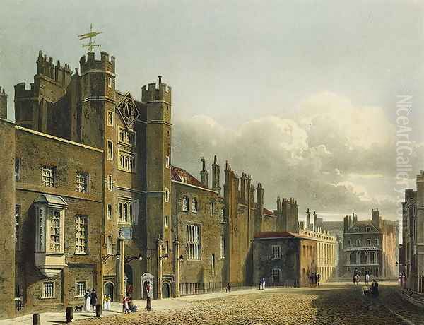 St. James's Palace, from 'The History of the Royal Residences', engraved by Richard Reeve (b.1780), by William Henry Pyne (1769-1843), 1819 Oil Painting by Charles Wild