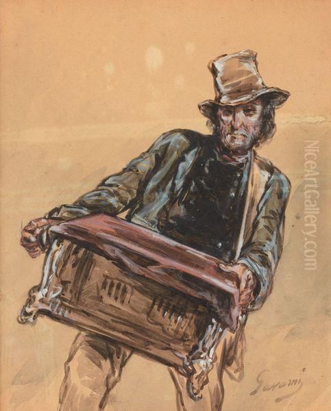 Accordeoniste Oil Painting by Paul Gavarni