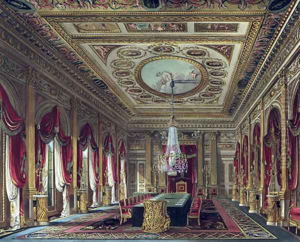 The Throne Room, Carlton House, from 'The History of the Royal Residences', engraved by Thomas Sutherland (b.1785), by William Henry Pyne (1769-1843), 1818 Oil Painting by Charles Wild