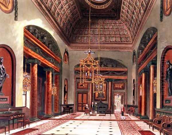 The Entrance Hall, Carlton House, engraved by R. Reeve, pub. 1819 by W.H.Pyne Oil Painting by Charles Wild