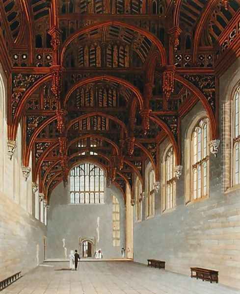 The Gothic Hall, Hampton Court, from 'The History of the Royal Residences', engraved by William James Bennett (1769-1844), by William Henry Pyne (1779-1843), 1819 Oil Painting by Charles Wild