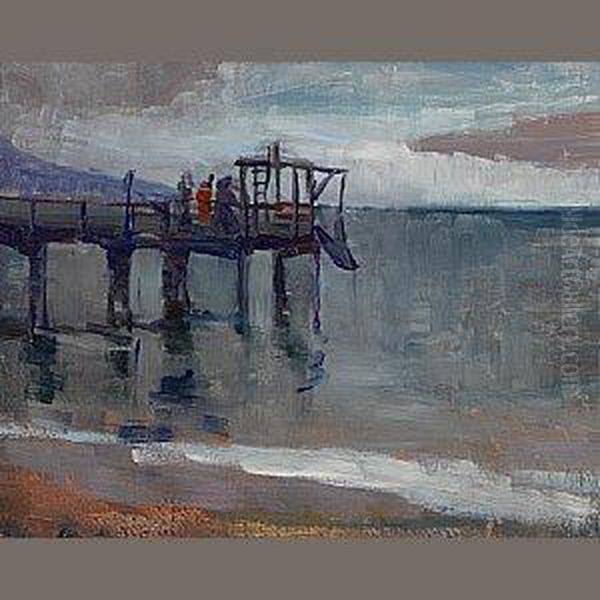 Pier Oil Painting by August Gay